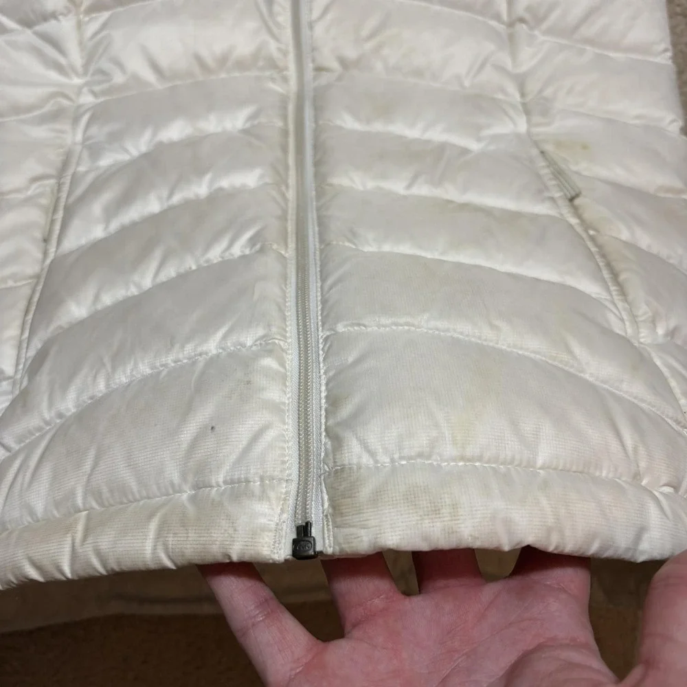 Patagonia Puffer Vest Girls XL 14 White Down Quilted Insulated Zip Pockets Warm